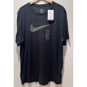 NIKE Dri-FIT Mens Training TShirt Black‎ Swoosh Graphic Tee XL